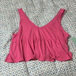 Pink Sleeveless Ruffle Top